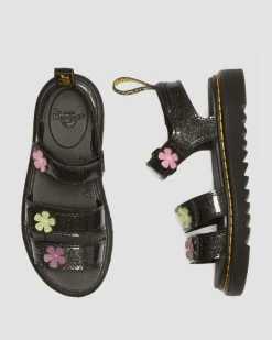 Sandales Klaire à paillettes et à bridess velcro Junior in Black