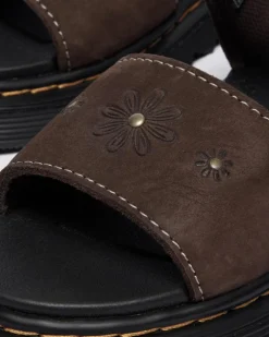 Sandales Marlowe Flower en nubuck à brides Junior in Marron Foncé