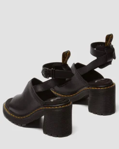 Sandales Millee en cuir à bout ouvert in Noir