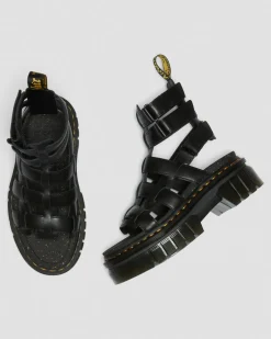 Sandales plateformes montantes Ricki en cuir Nappa Lux in Noir