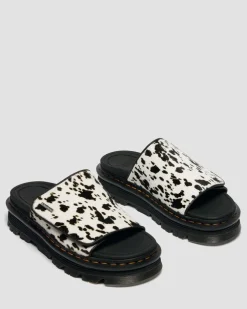 Sandales plateformes Zebzag en cuir Hair-On dalmatien in Crème & Noir