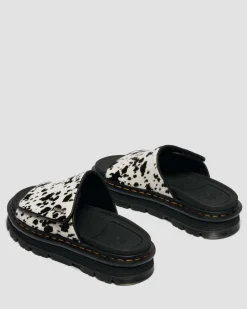 Sandales plateformes Zebzag en cuir Hair-On dalmatien in Crème & Noir