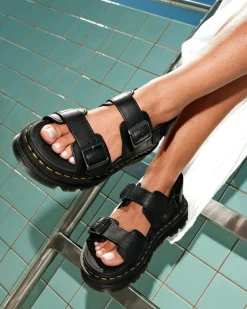 Sandales plateformes Zebzag en cuir Pisa in Noir