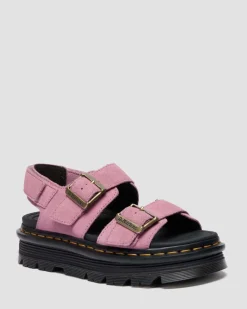 Sandales Zebzag en daim in Rose Poudré