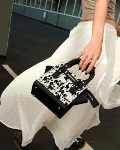 Tout petit sac en cuir Hair On dalmatien in Crème & Noir
